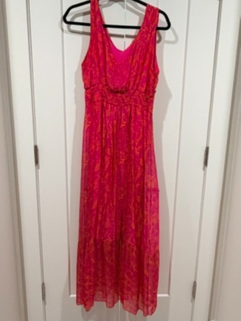 Lara G Silk Italian dress - Hot pink sheer maxi dress